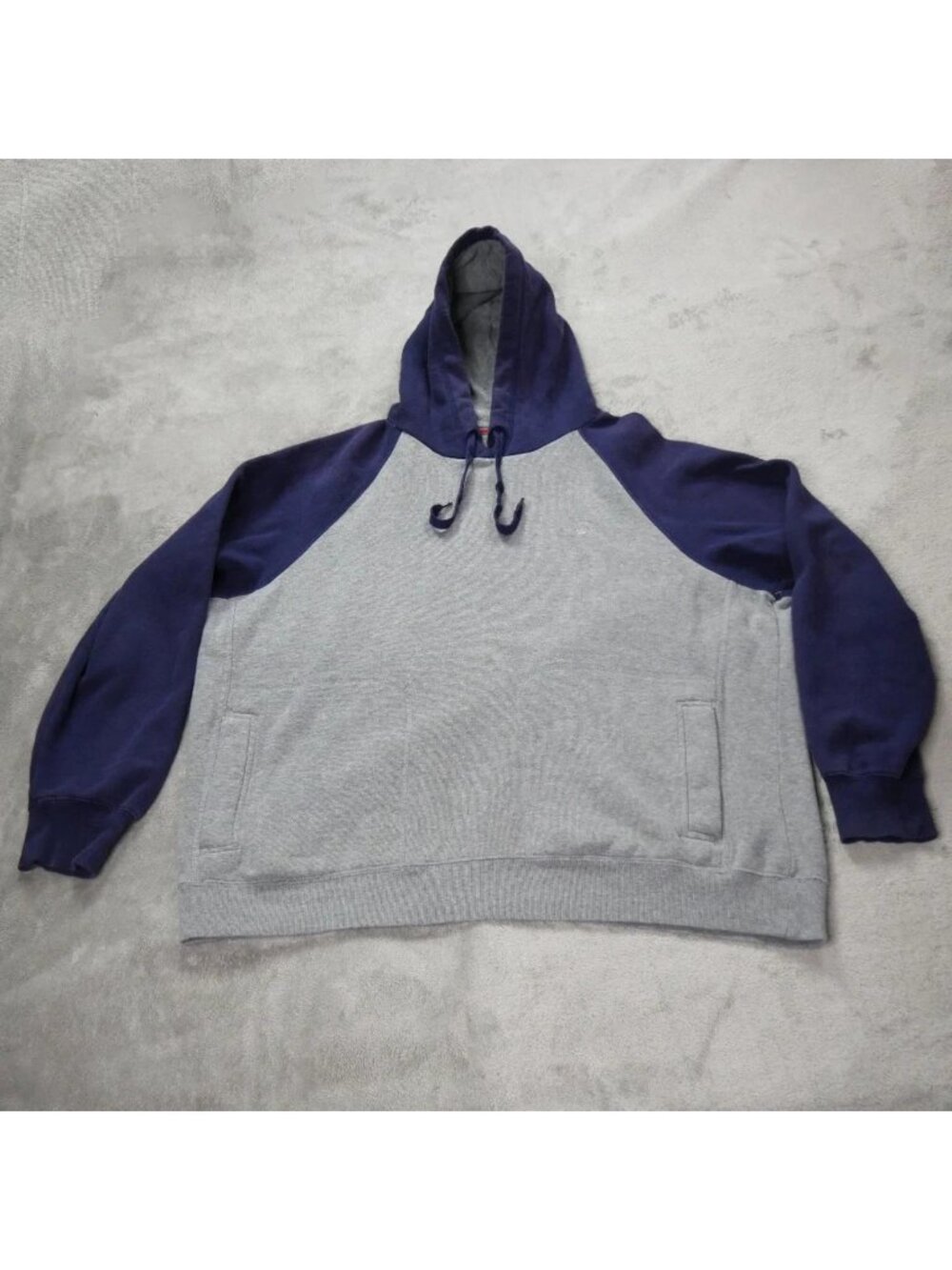 Starter Y2K Gray Blue Colorblock Hoodie Mens Large Fleece Pullover